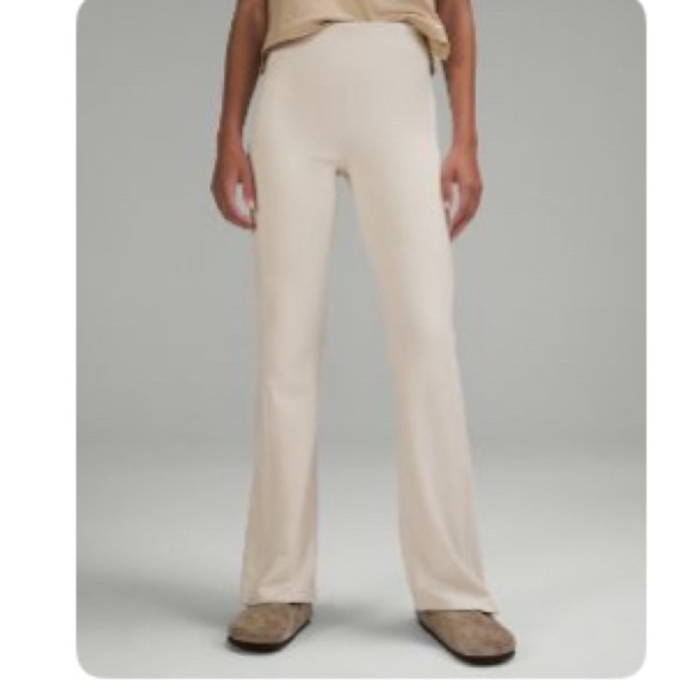 Lululemon Brushed Softstreme Ribbed Zip Flare Pants size 4 bone high rise